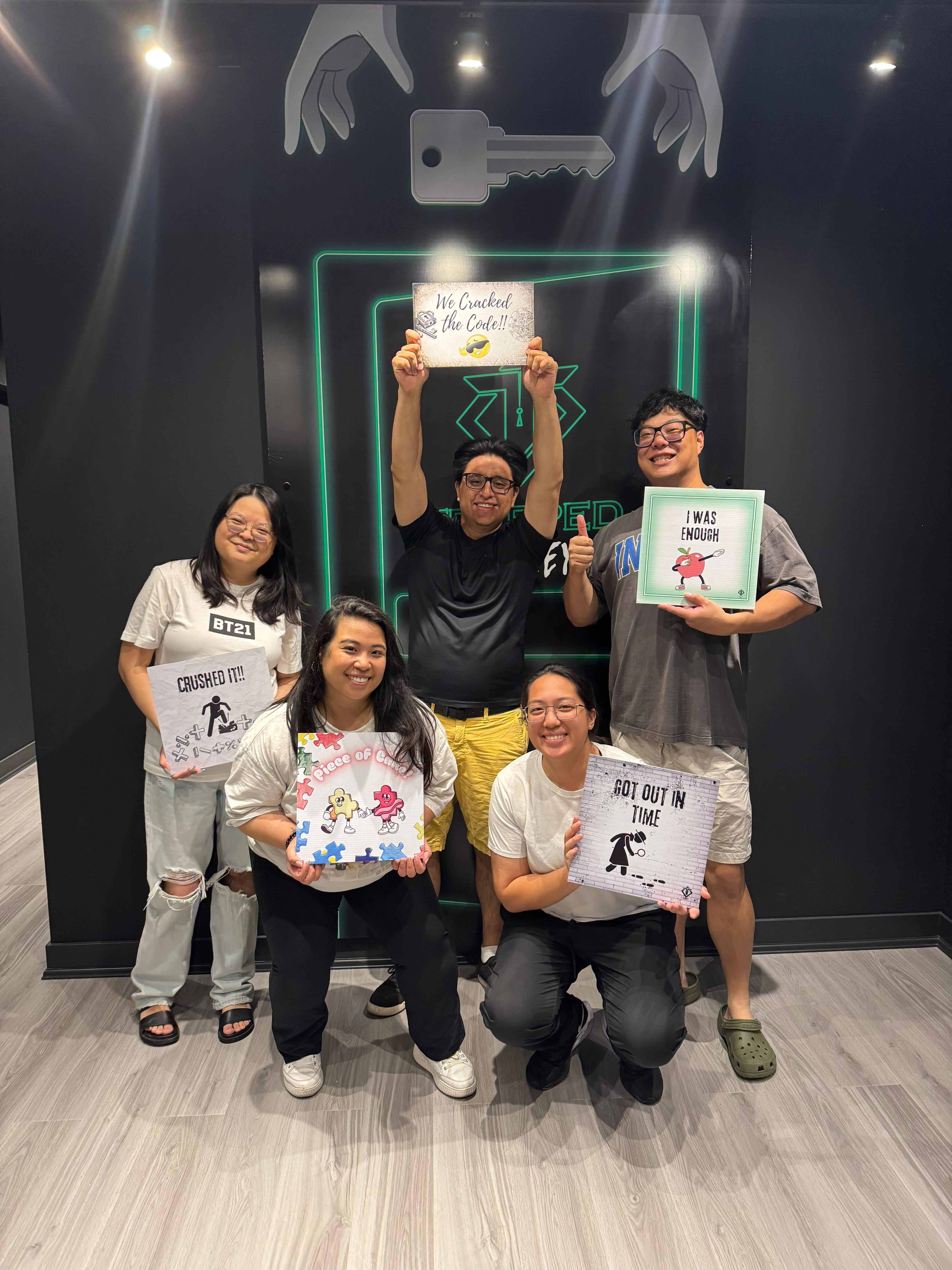 Large group celebrating victory